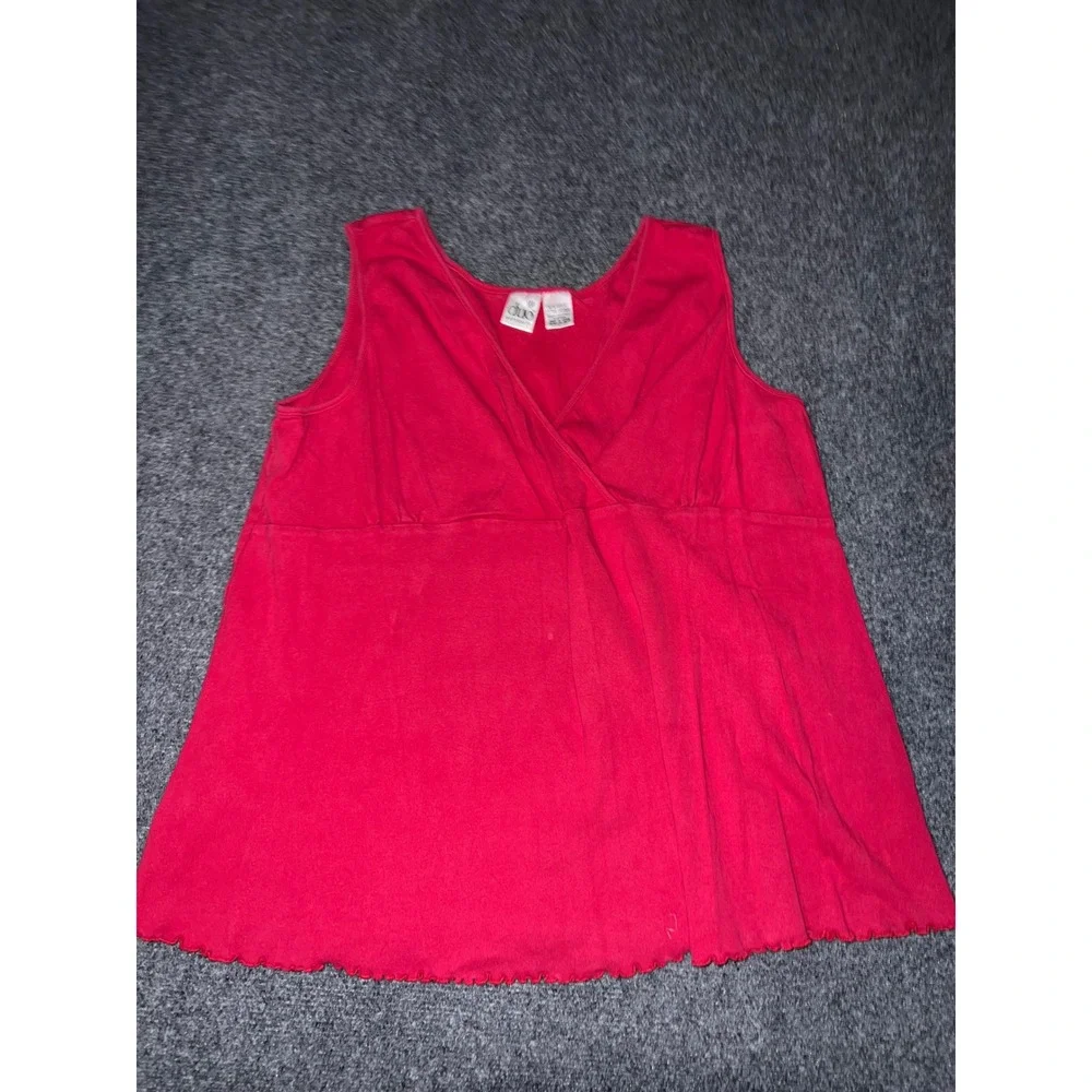 Duo Maternity Red Cotton Surplice V-Neck Sleeveless Tank Top XL Lettuce Hem
